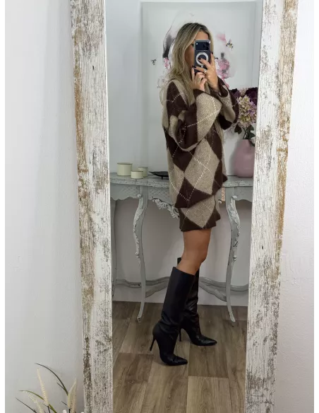 Conjunto de rombos choco y beige