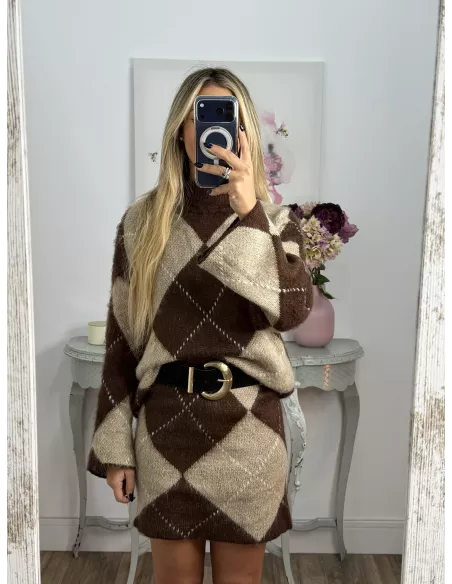 Conjunto de rombos choco y beige