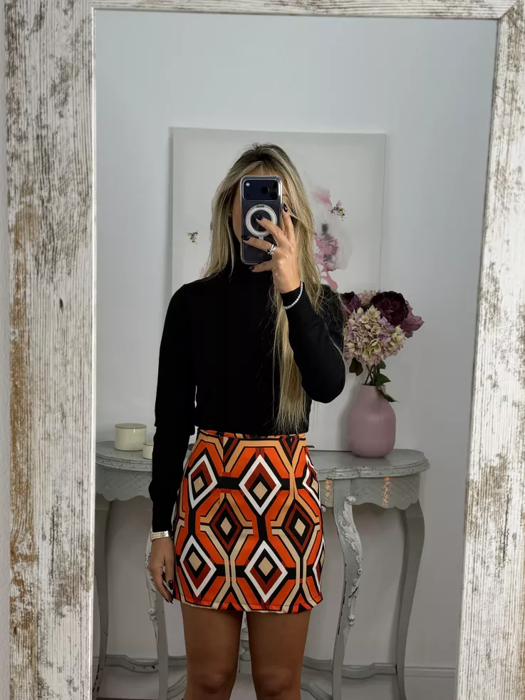 Falda estampado geométrico naranja