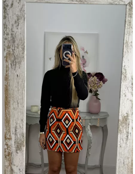 Falda estampado geométrico naranja