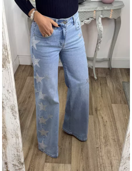 Jeans estrellas brillo lateral