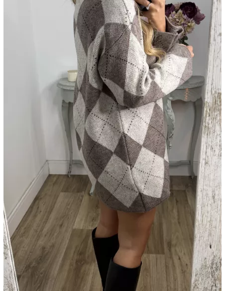 Vestido Cande rombo beige