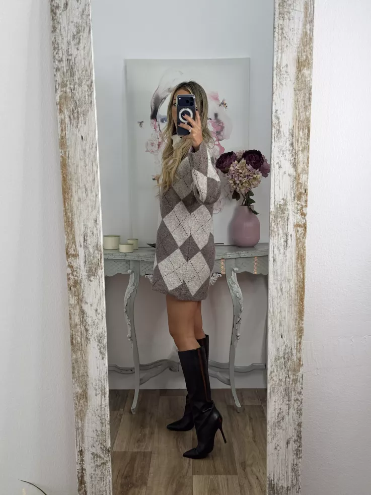 Vestido Cande rombo beige