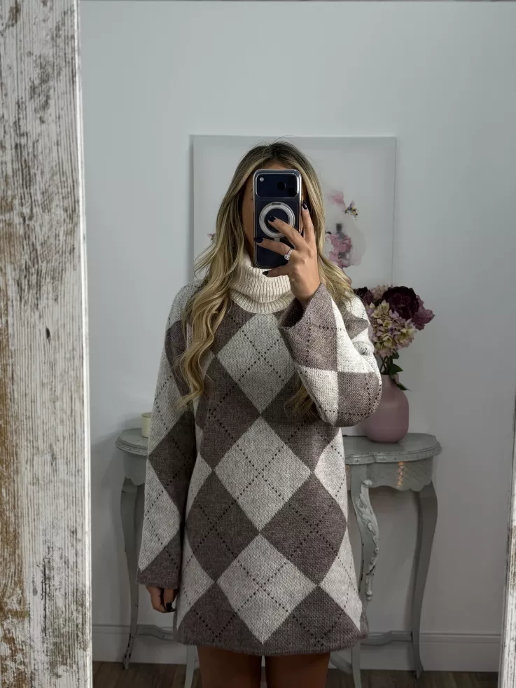 Vestido Cande rombo beige