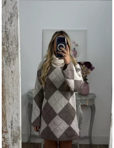 Vestido Cande rombo beige