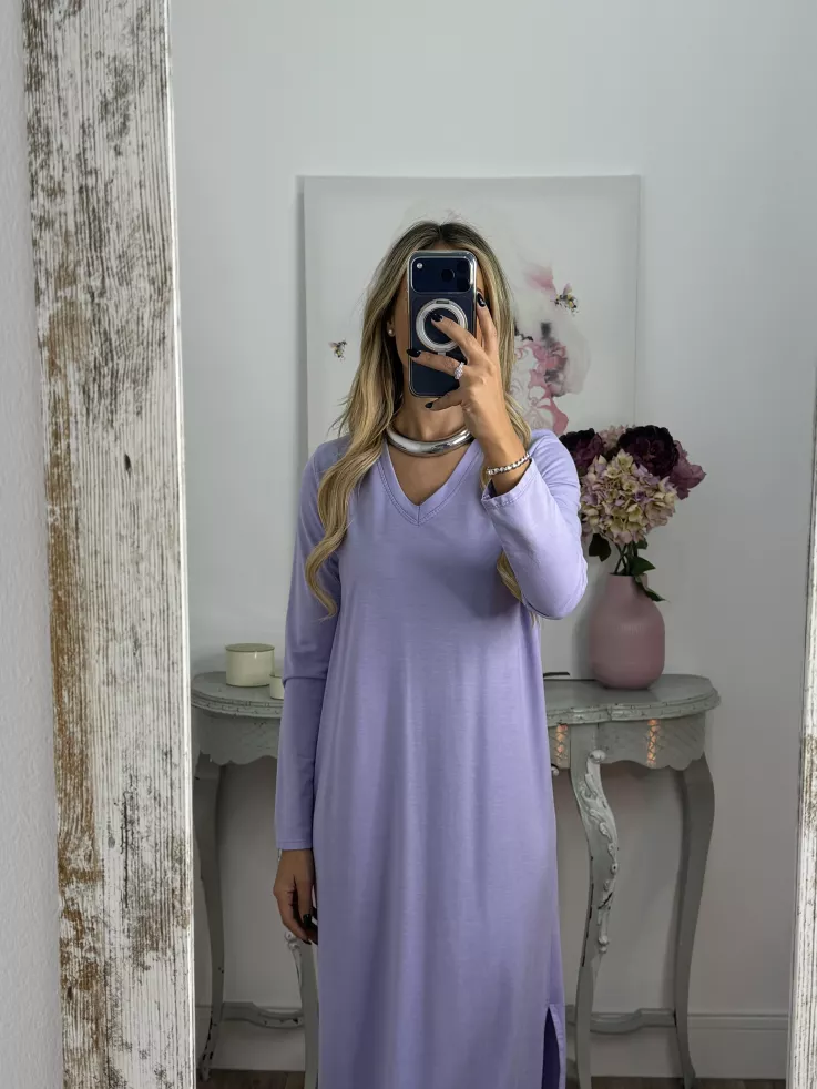 Vestido Adelaida cuello pico malva