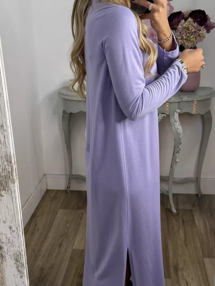 Vestido Adelaida cuello pico malva