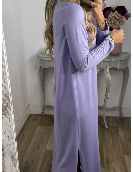 Vestido Adelaida cuello pico malva