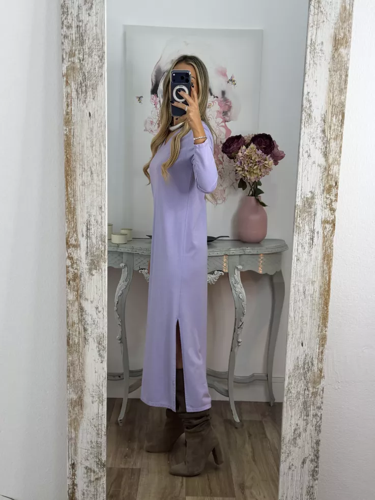 Vestido Adelaida cuello pico malva