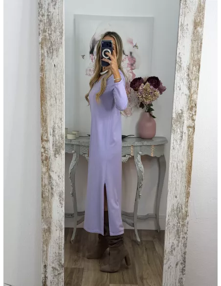 Vestido Adelaida cuello pico malva