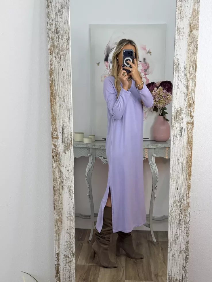 Vestido Adelaida cuello pico malva