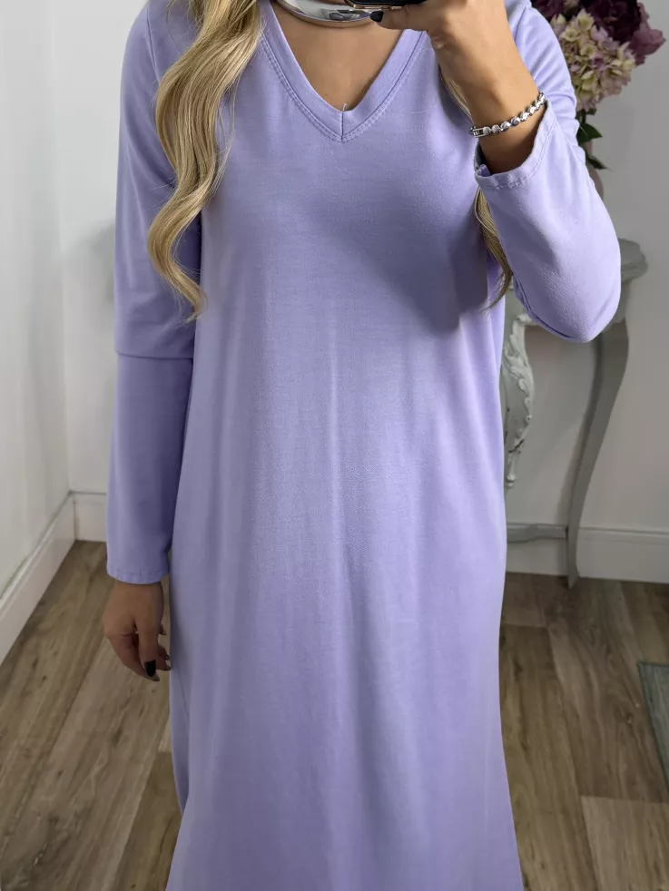 Vestido Adelaida cuello pico malva