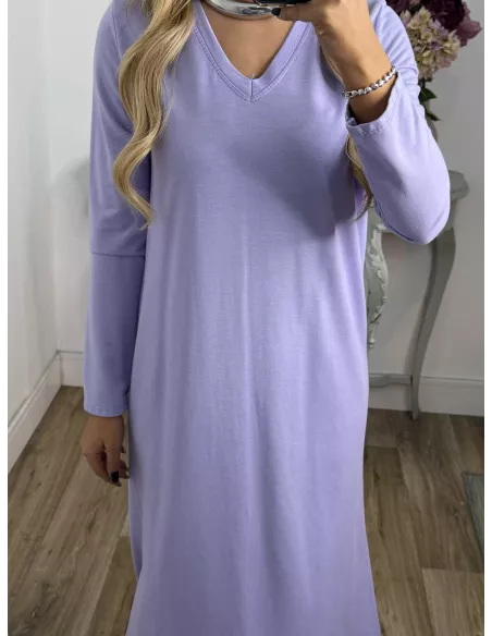 Vestido Adelaida cuello pico malva