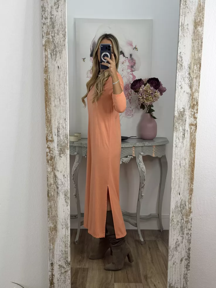 Vestido Adelaida cuello pico salmon