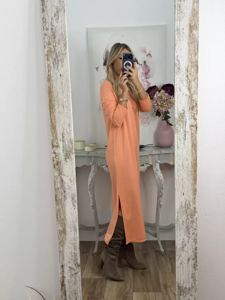 Vestido Adelaida cuello pico salmon