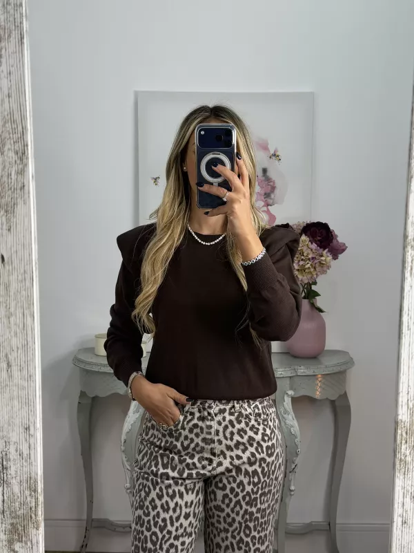 Jersey Trendy Hombreras marrón