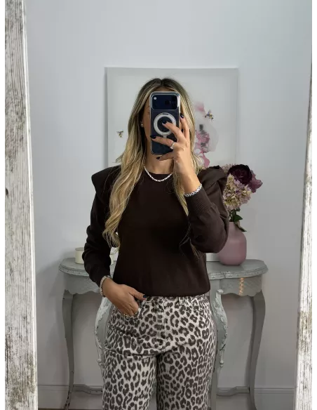 Jersey Trendy Hombreras marrón