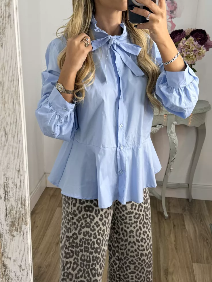 Camisa Amber peplum celeste