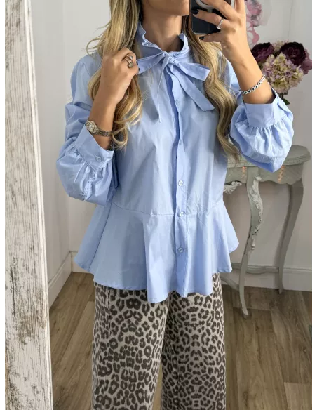 Camisa Amber peplum celeste