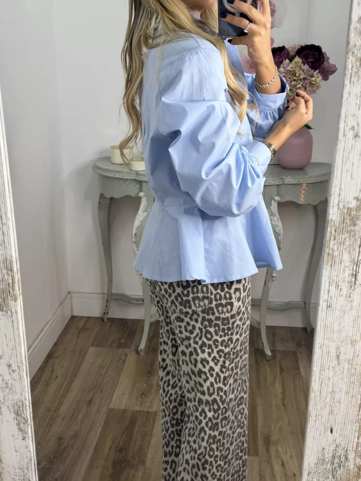 Camisa Amber peplum celeste