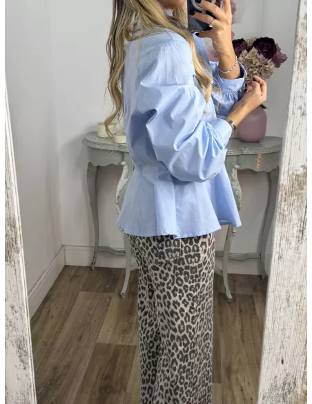 Camisa Amber peplum celeste
