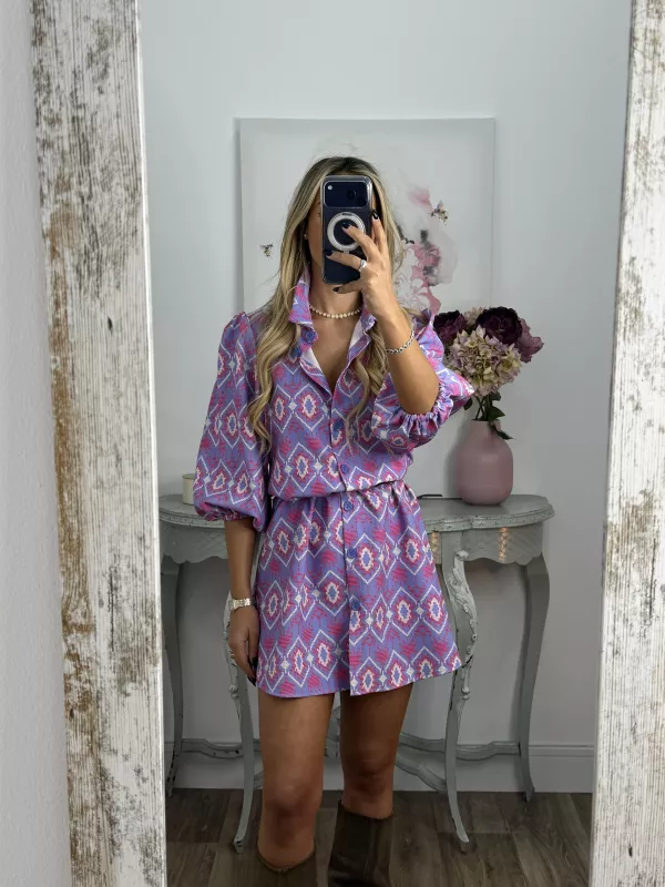 Vestido Victoria morado con rosa