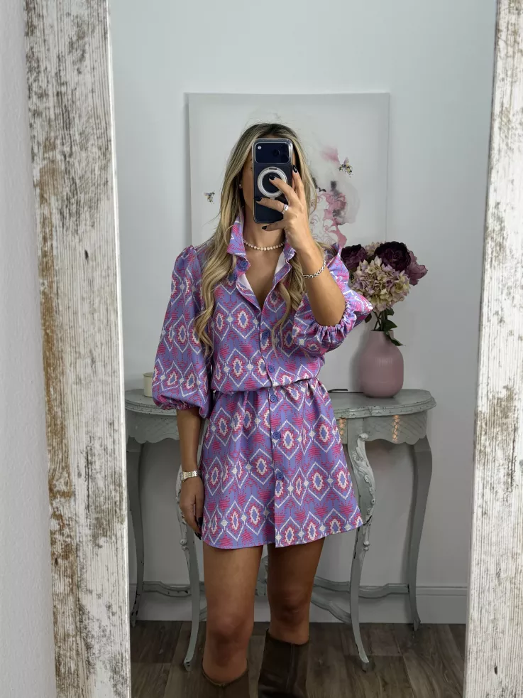 Vestido Victoria morado con rosa