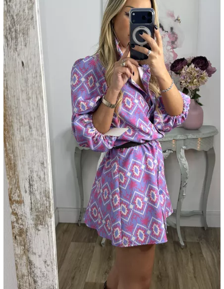 Vestido Victoria morado con rosa