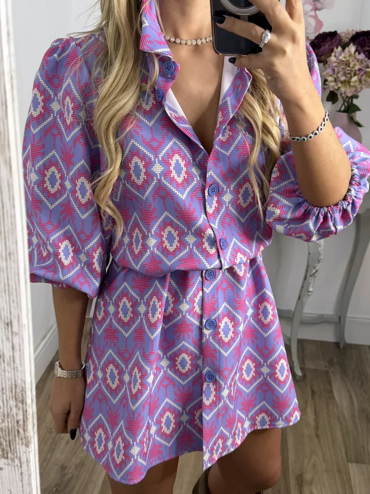 Vestido Victoria morado con rosa