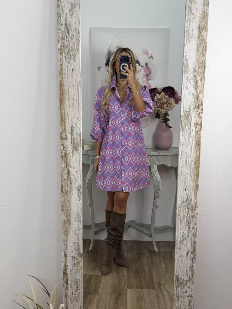 Vestido Victoria morado con rosa