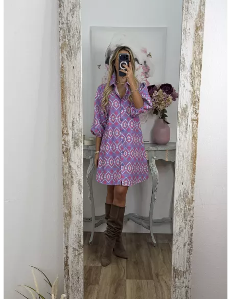 Vestido Victoria morado con rosa