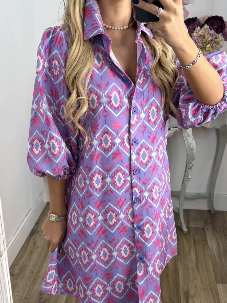 Vestido Victoria morado con rosa