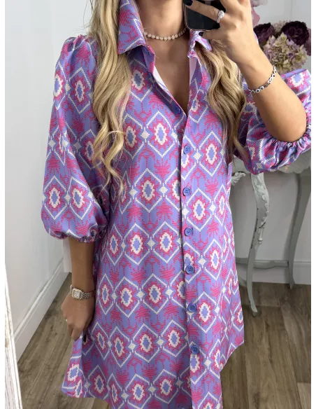 Vestido Victoria morado con rosa