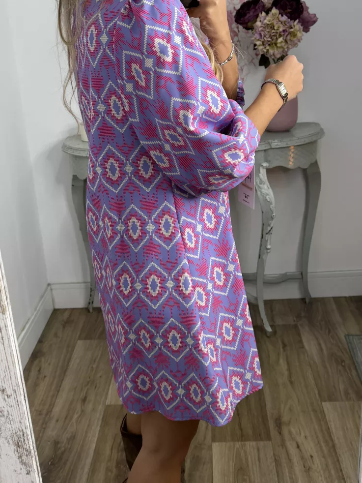 Vestido Victoria morado con rosa