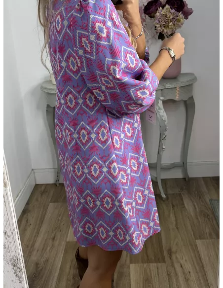 Vestido Victoria morado con rosa