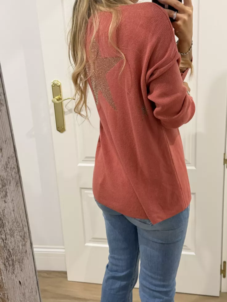 Jersey rosa estrella en la espalda