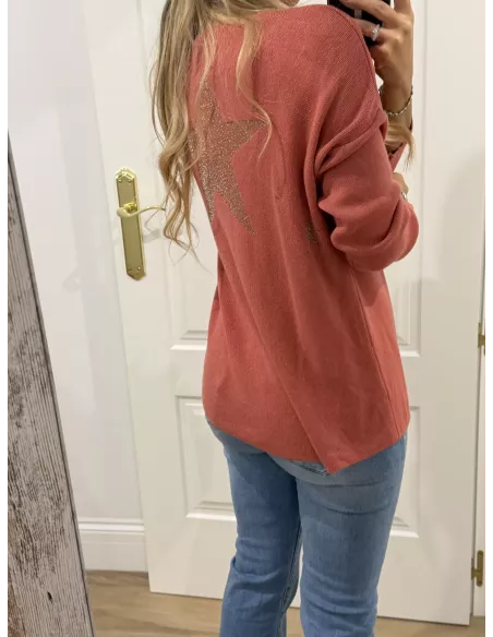 Jersey rosa estrella en la espalda