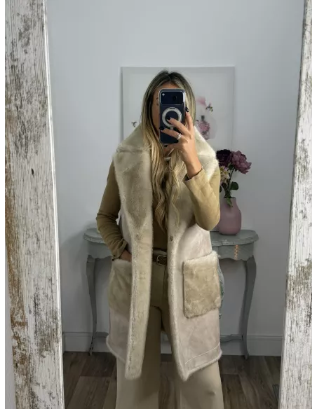 Chaleco reversible beige