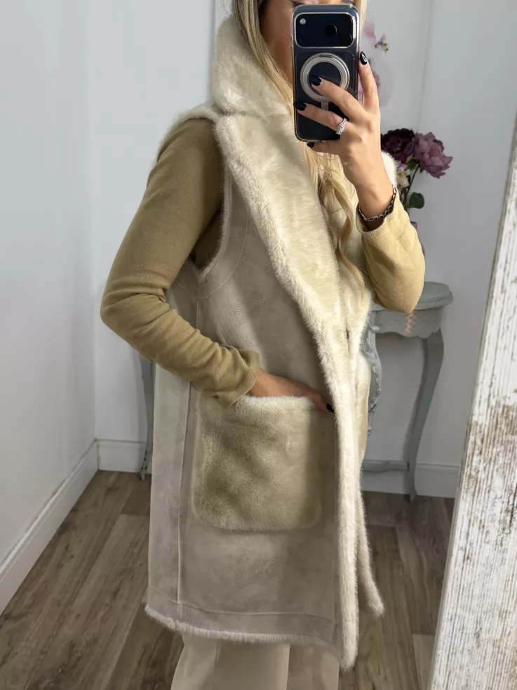 Chaleco reversible beige