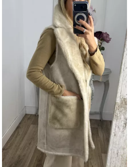Chaleco reversible beige