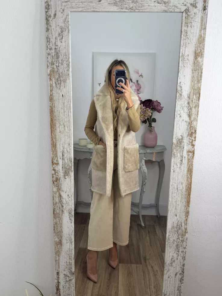 Chaleco reversible beige