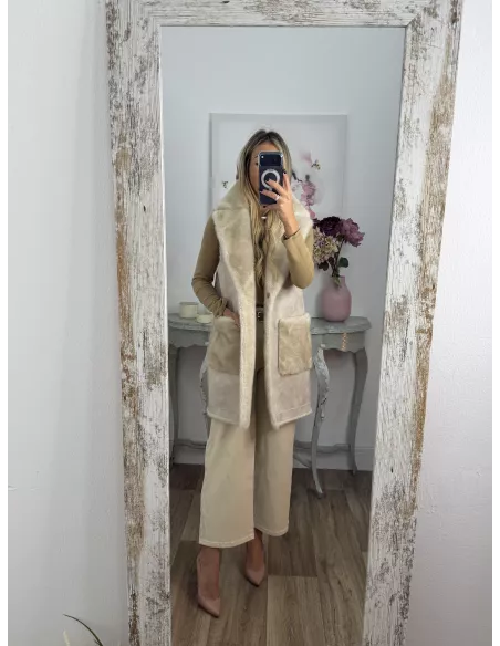 Chaleco reversible beige