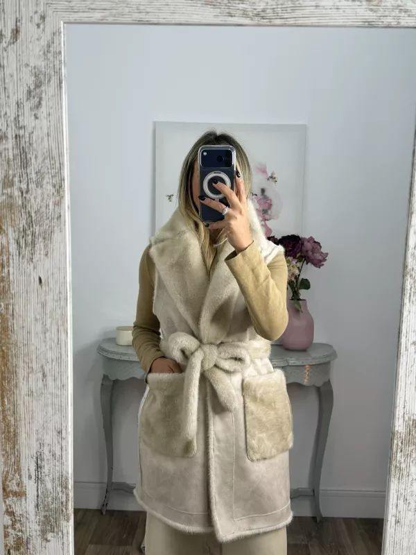 Chaleco reversible beige