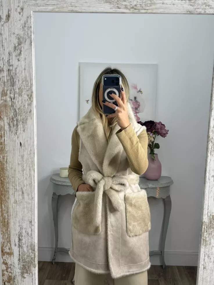 Chaleco reversible beige