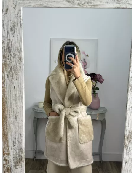 Chaleco reversible beige