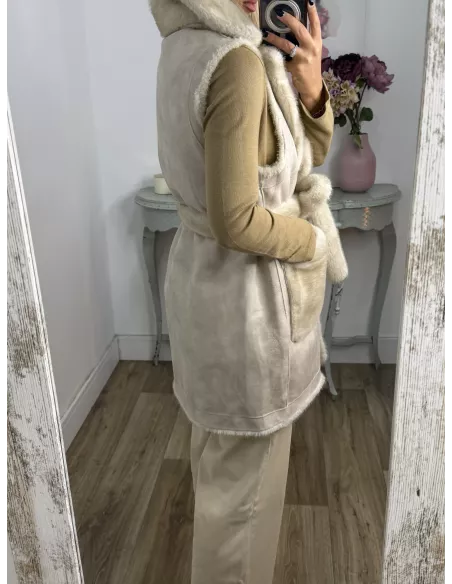 Chaleco reversible beige