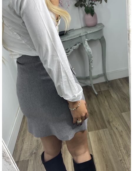 Falda punto con botones gris