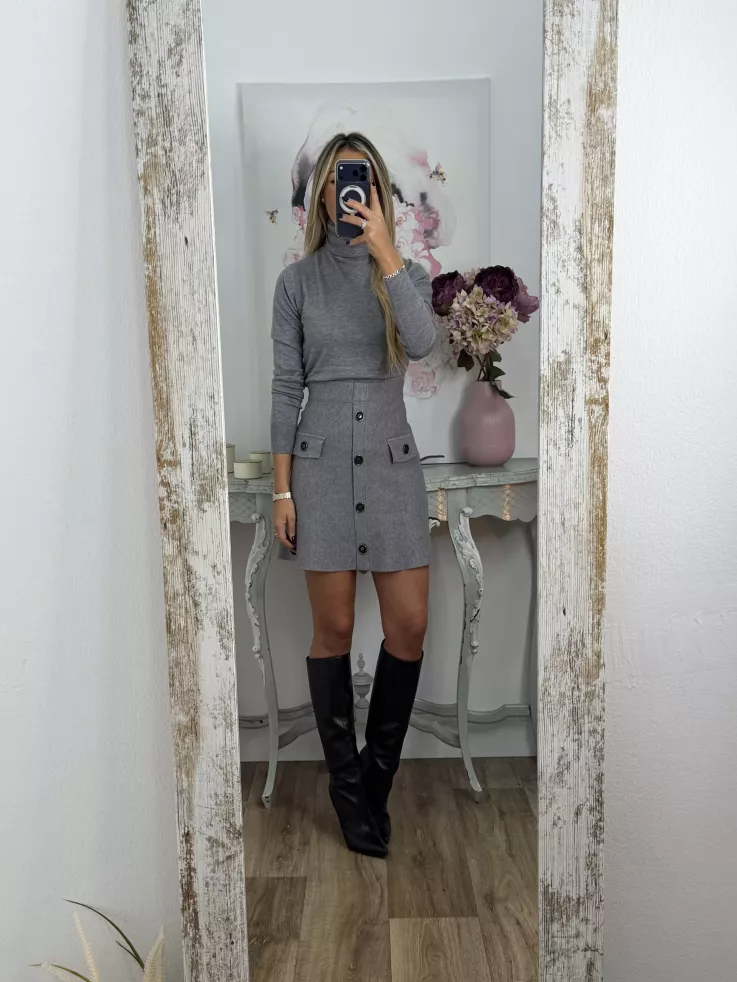 Falda punto con botones gris