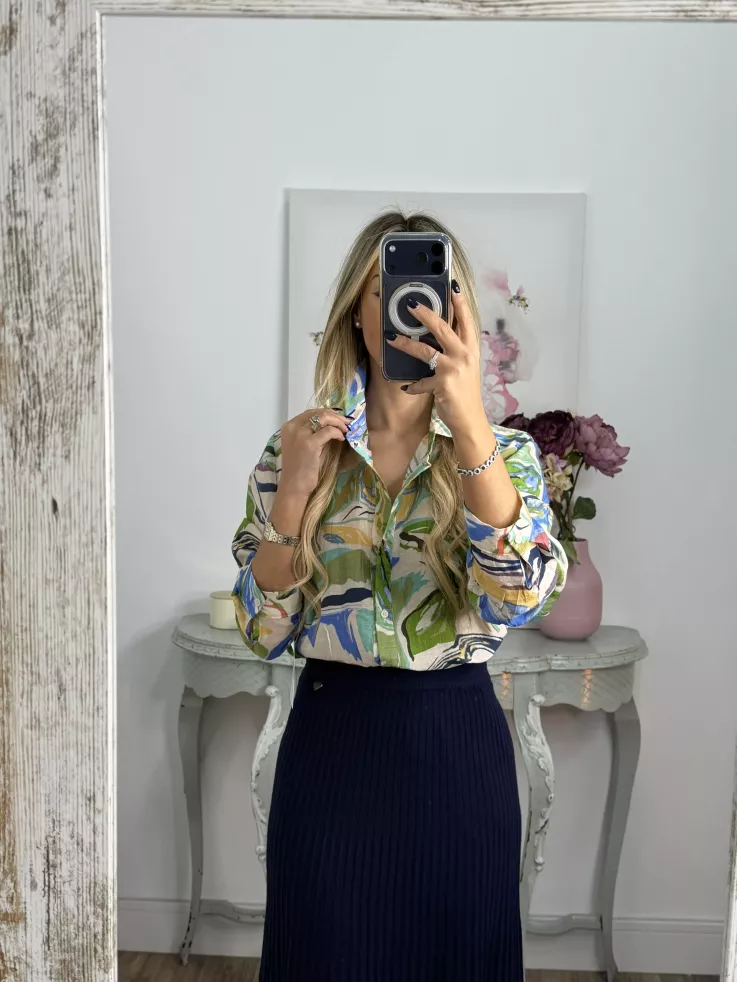 Camisa Ritual tono azul y verde