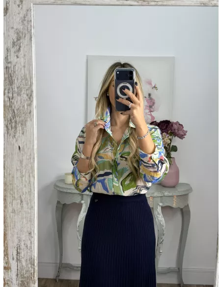 Camisa Ritual tono azul y verde